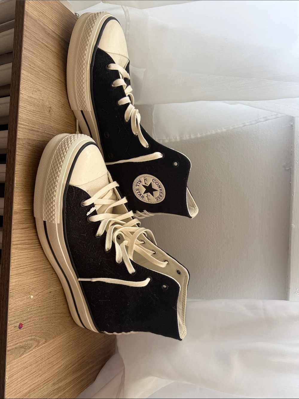Converse Black High Top Sneakers with Cream Accents